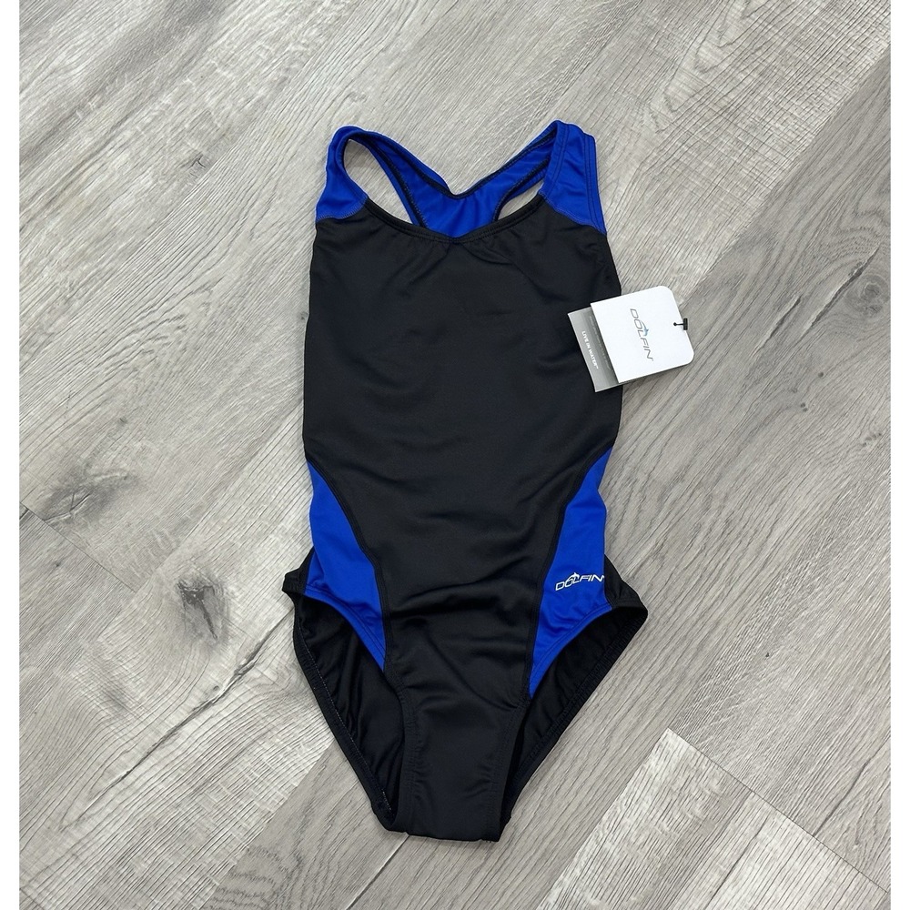 NWT Dolfin Women's Solid Performance Back One Piece Swimsuit, Size 30 (xs) Black